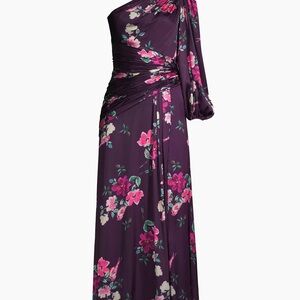 Mac Duggal Purple Asymmetrical Ruched One-Shoulder Gown